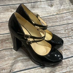 Nwob Jessica Simpson JP-ERIMMA Black patent chunky heel Mary Jane shoes sz 10